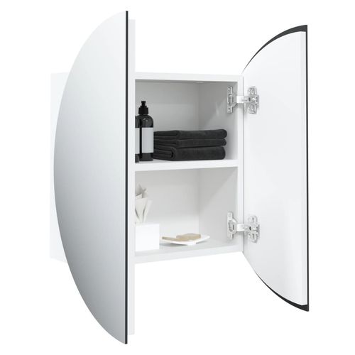 vidaXL Bathroom Cabinet with Round Mirror&LED White 40x40x17.5 cm - Mirror from vidaXL