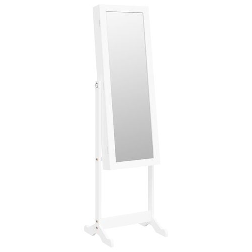 vidaXL Mirror Jewellery Cabinet with LED Lights Free Standing White - Mirror from vidaXL