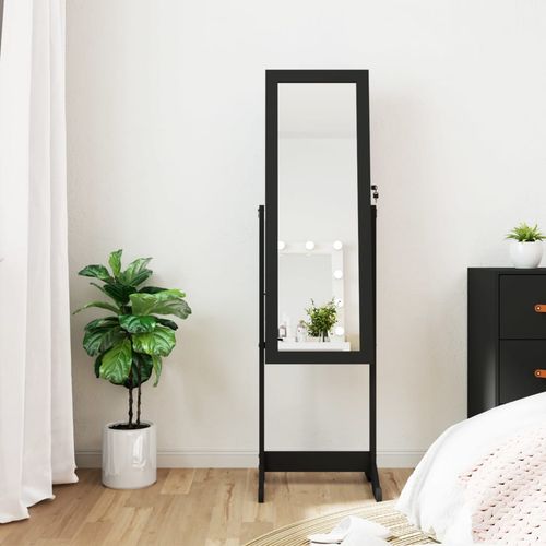 vidaXL Mirror Jewellery Cabinet with LED Lights Free Standing White - Mirror from vidaXL
