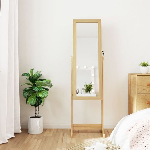 vidaXL Mirror Jewellery Cabinet with LED Lights Free Standing White - Mirror from vidaXL