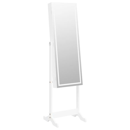 vidaXL Mirror Jewellery Cabinet with LED Lights Free Standing White - Mirror from vidaXL