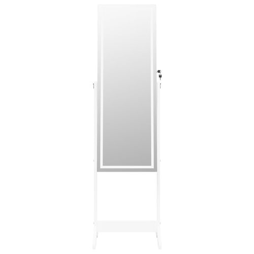 vidaXL Mirror Jewellery Cabinet with LED Lights Free Standing White - Mirror from vidaXL