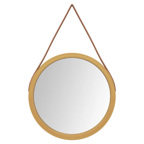 vidaXL Wall Mirror with Strap Gold Ø 35 cm - Mirror from vidaXL