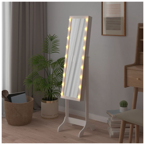 vidaXL Free-Standing Mirror with LED White 34x37x146 cm - Mirror from vidaXL