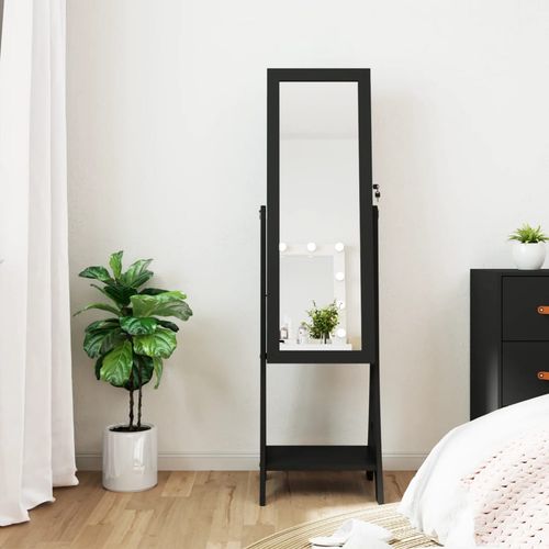 vidaXL Mirror Jewellery Cabinet with LED Lights Free Standing White - Mirror from vidaXL