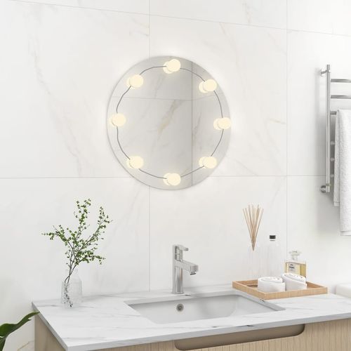 vidaXL Wall Mirror with LED Lights Round Glass - Mirror from vidaXL