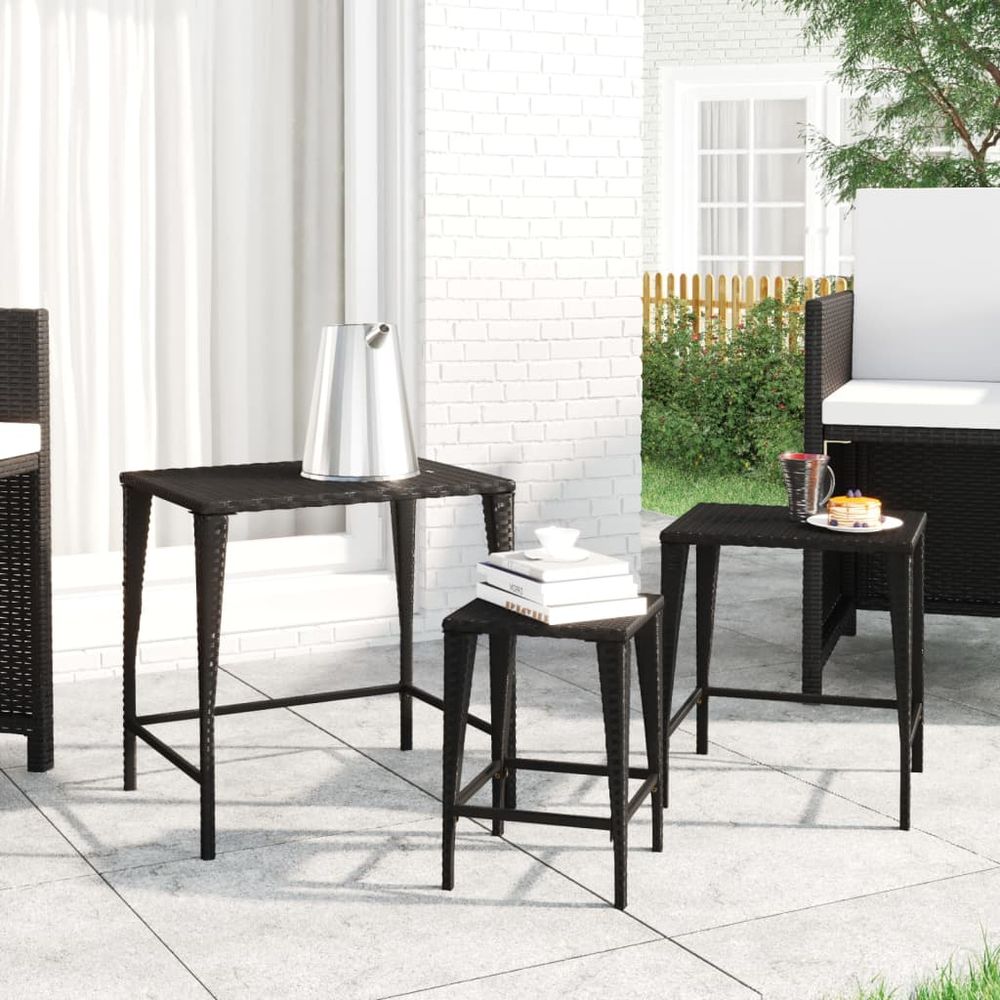 Nesting Tables 3 pcs vidaXL Black Poly Rattan - Nest of Tables from vidaXL