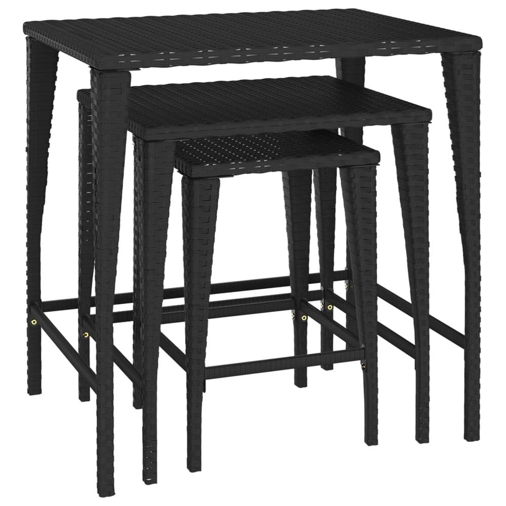 Nesting Tables 3 pcs vidaXL Black Poly Rattan - Nest of Tables from vidaXL