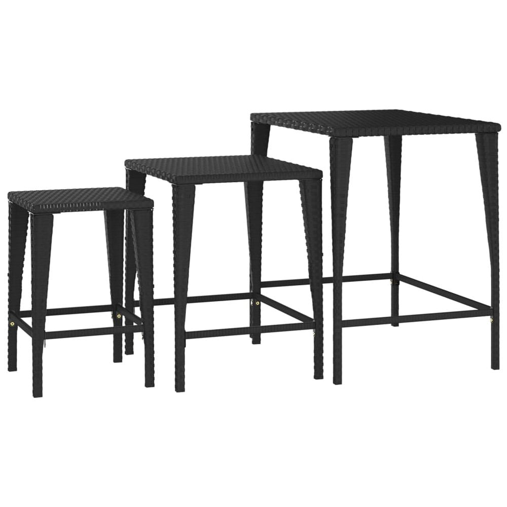 Nesting Tables 3 pcs vidaXL Black Poly Rattan - Nest of Tables from vidaXL
