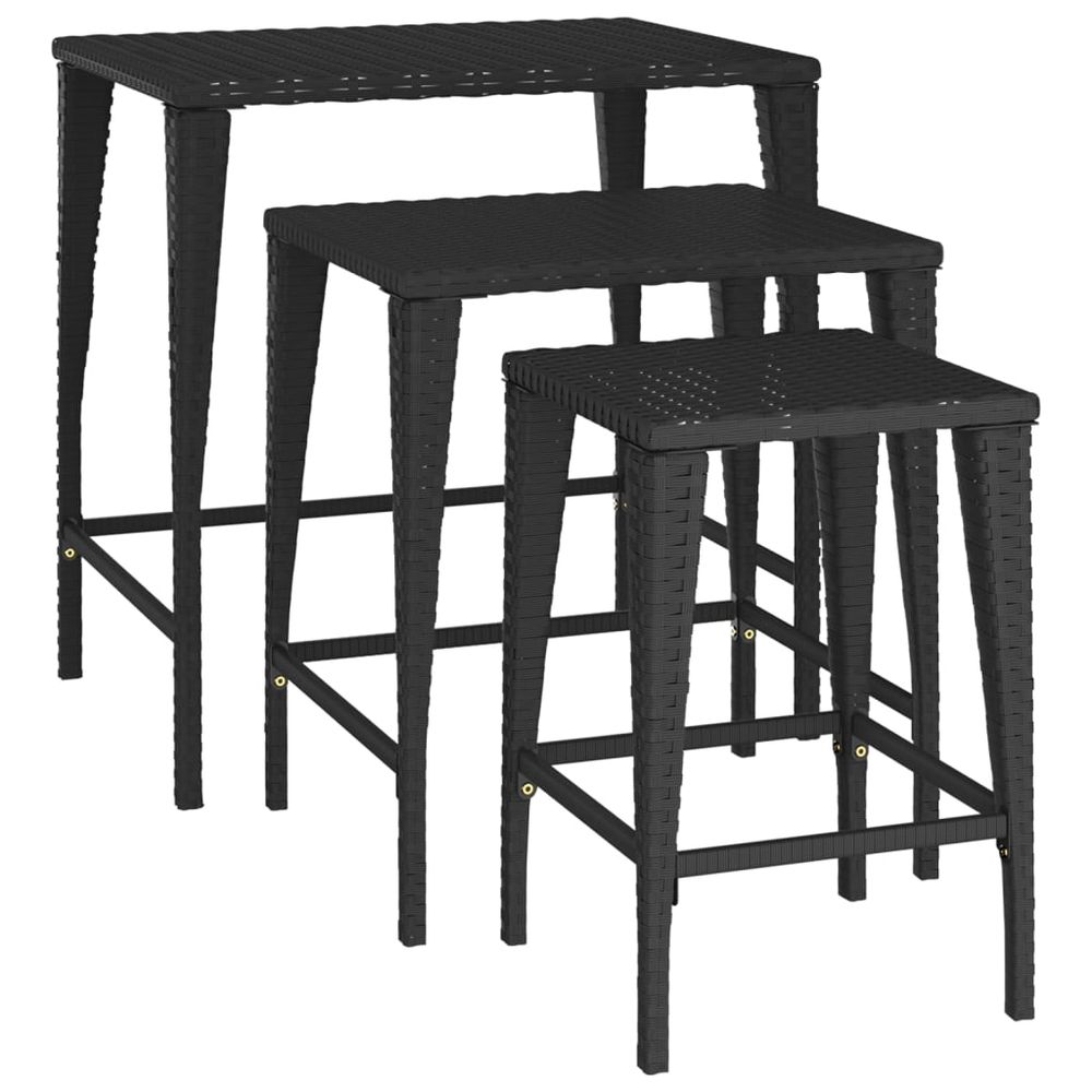 Nesting Tables 3 pcs vidaXL Black Poly Rattan - Nest of Tables from vidaXL
