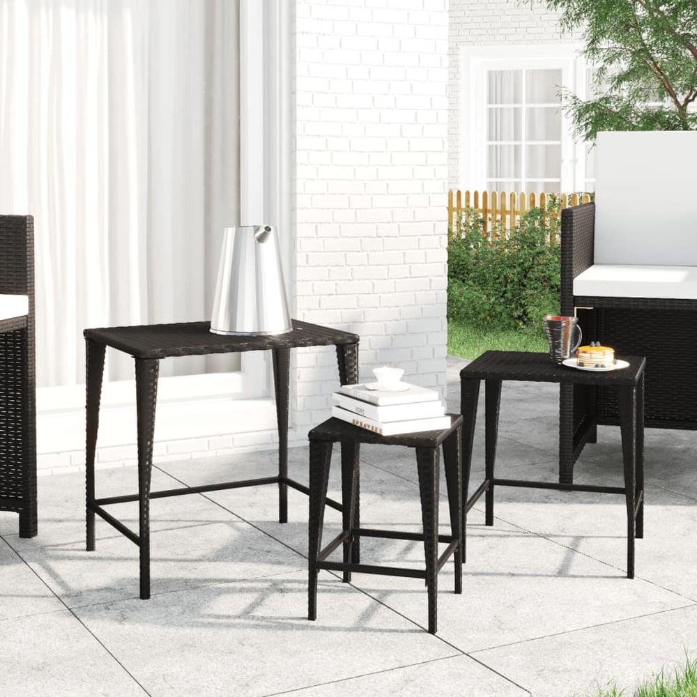 Nesting Tables 3 pcs vidaXL Black Poly Rattan - Nest of Tables from vidaXL