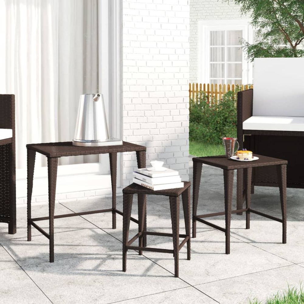 Nesting Tables 3 pcs vidaXL Black Poly Rattan - Nest of Tables from vidaXL
