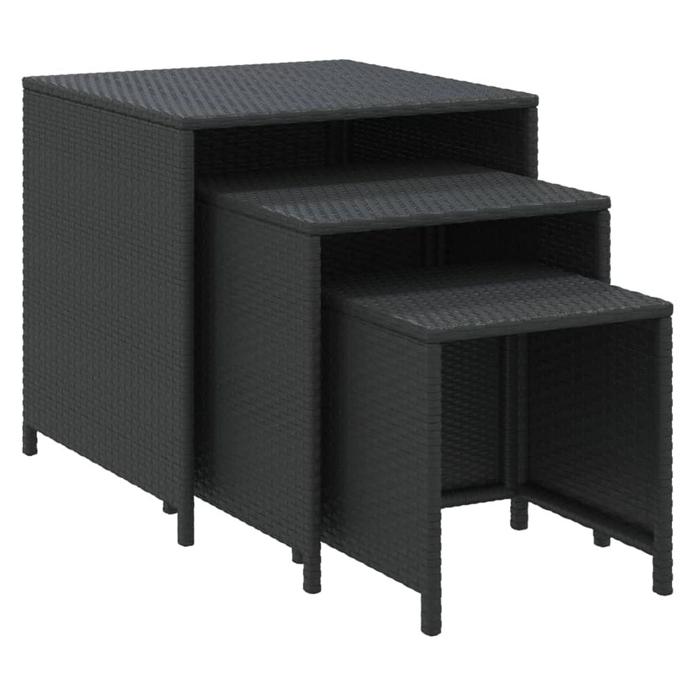 Nesting Tables 3 pcs vidaXL Black Poly Rattan - Nest of Tables from vidaXL