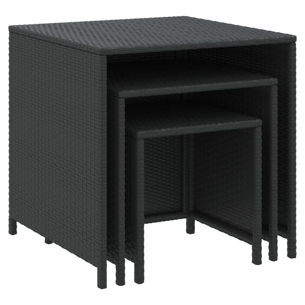 Nesting Tables 3 pcs vidaXL Black Poly Rattan - Nest of Tables from vidaXL