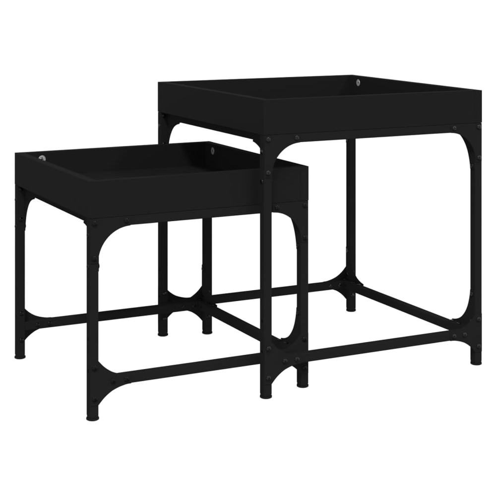 vidaXL Side Tables 2 pcs Black Engineered Wood - Nest of Tables from vidaXL