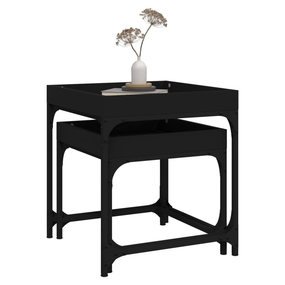 vidaXL Side Tables 2 pcs Black Engineered Wood - Nest of Tables from vidaXL