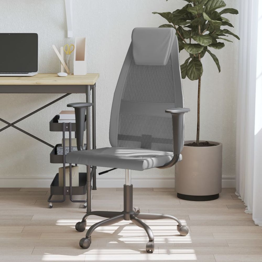 vidaXL Office Chair Black Mesh Fabric and Faux Leather - Office Chair from vidaXL