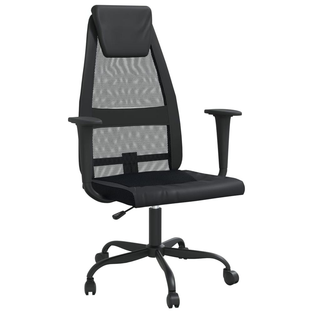 vidaXL Office Chair Black Mesh Fabric and Faux Leather - Office Chair from vidaXL