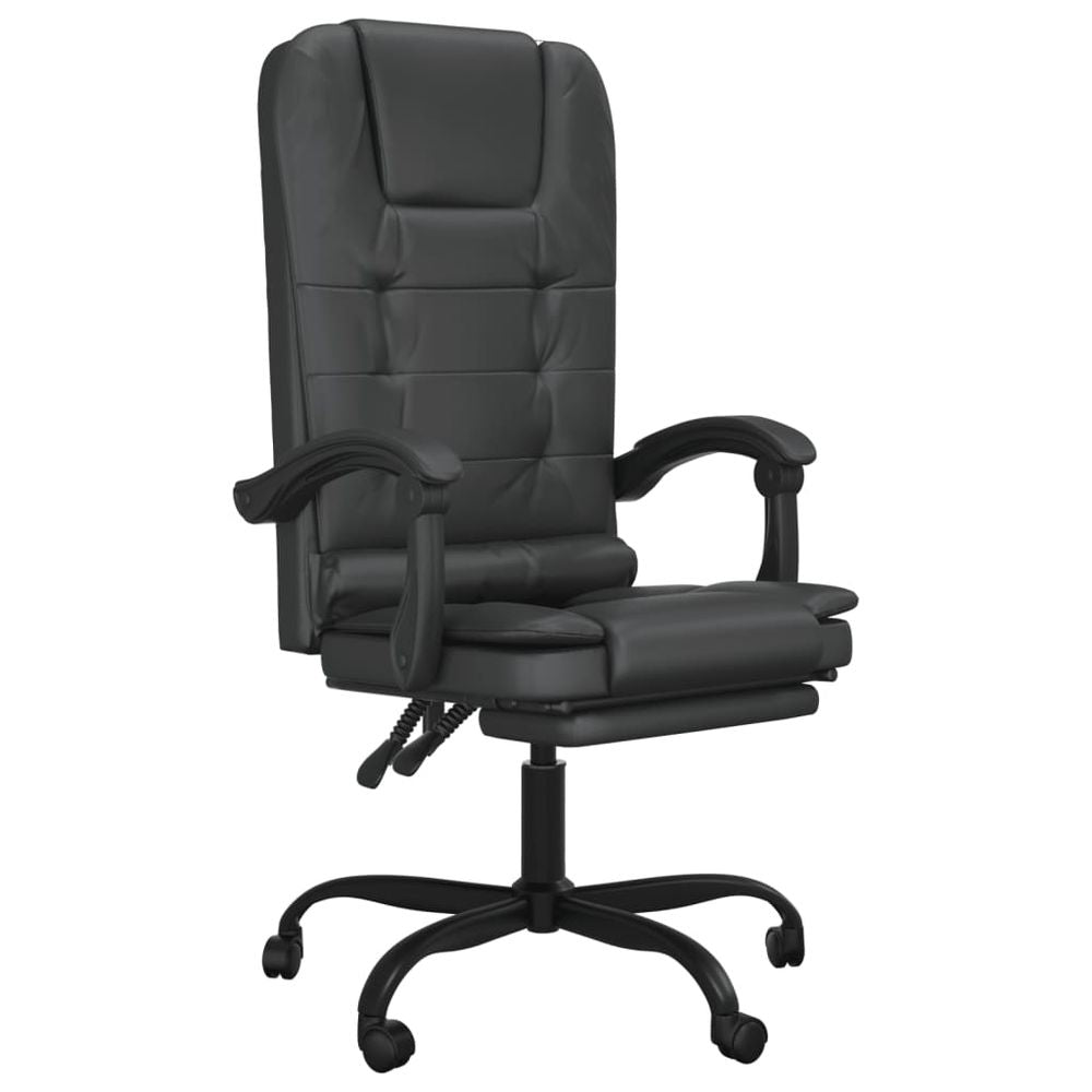 Massage Reclining Office Chair Black Faux Leather - Office Chair from vidaXL