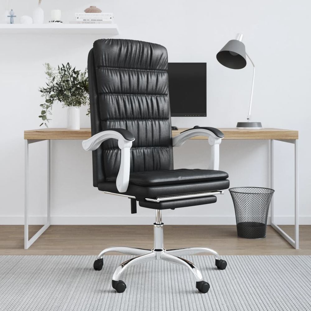 Reclining Office Chair Black Faux Leather - Office Chair from vidaXL