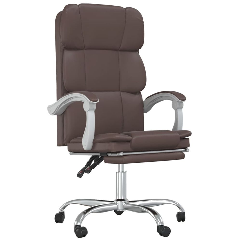 Reclining Office Chair Brown Faux Leather - Office Chair from vidaXL
