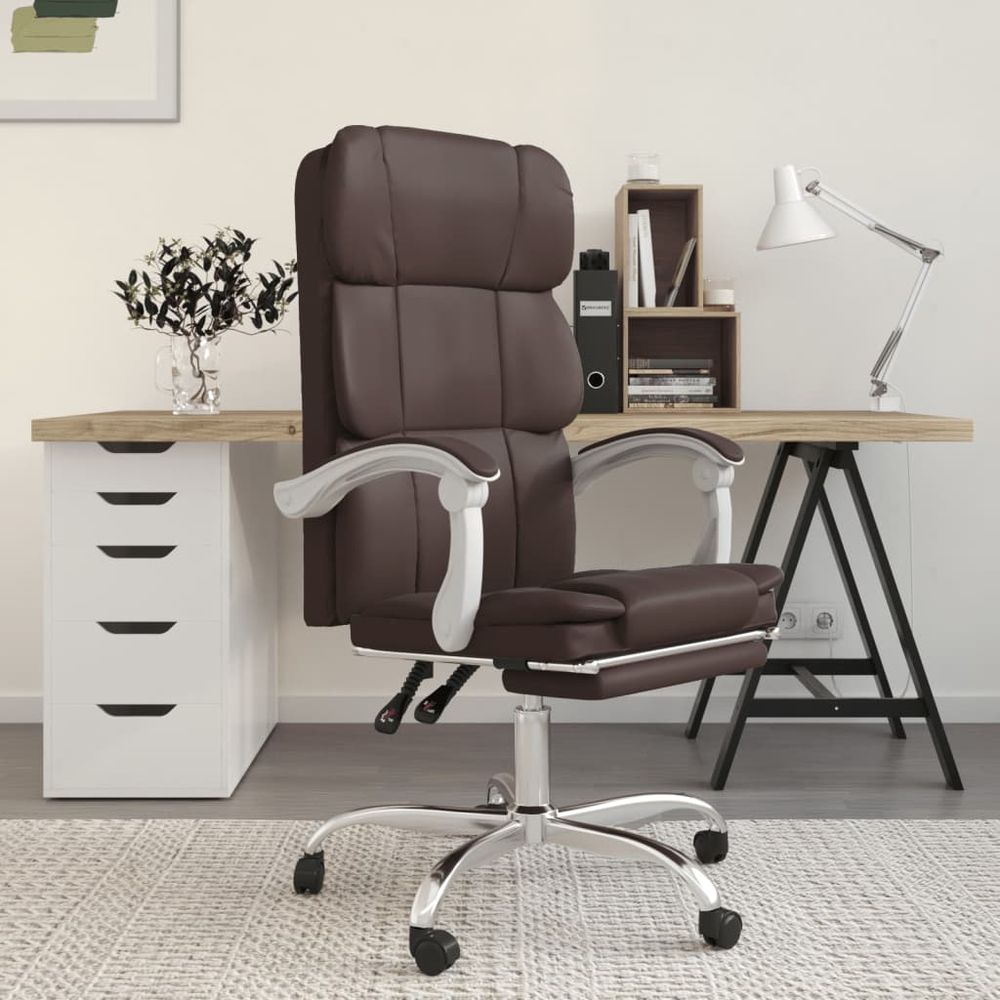 Reclining Office Chair Brown Faux Leather - Office Chair from vidaXL