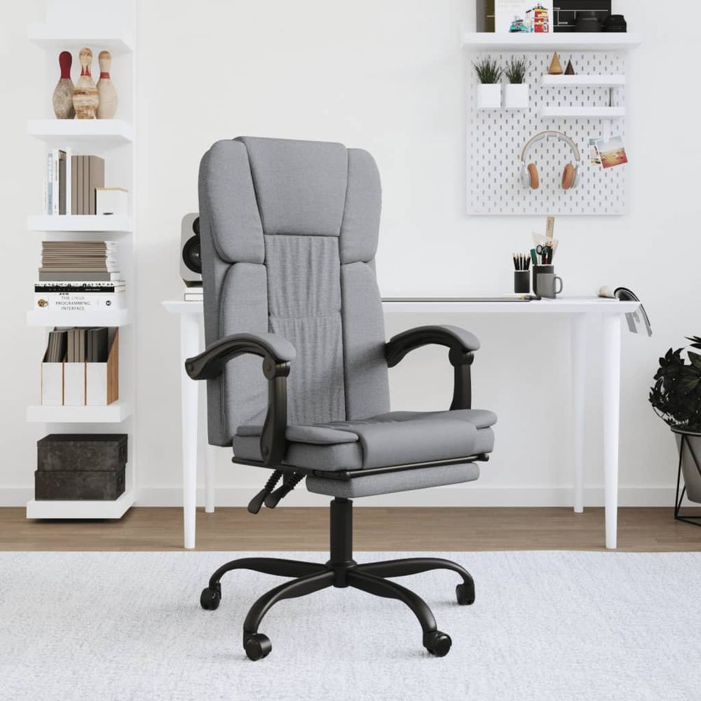 vidaXL Reclining Office Chair Light Grey Fabric - Office Chair from vidaXL