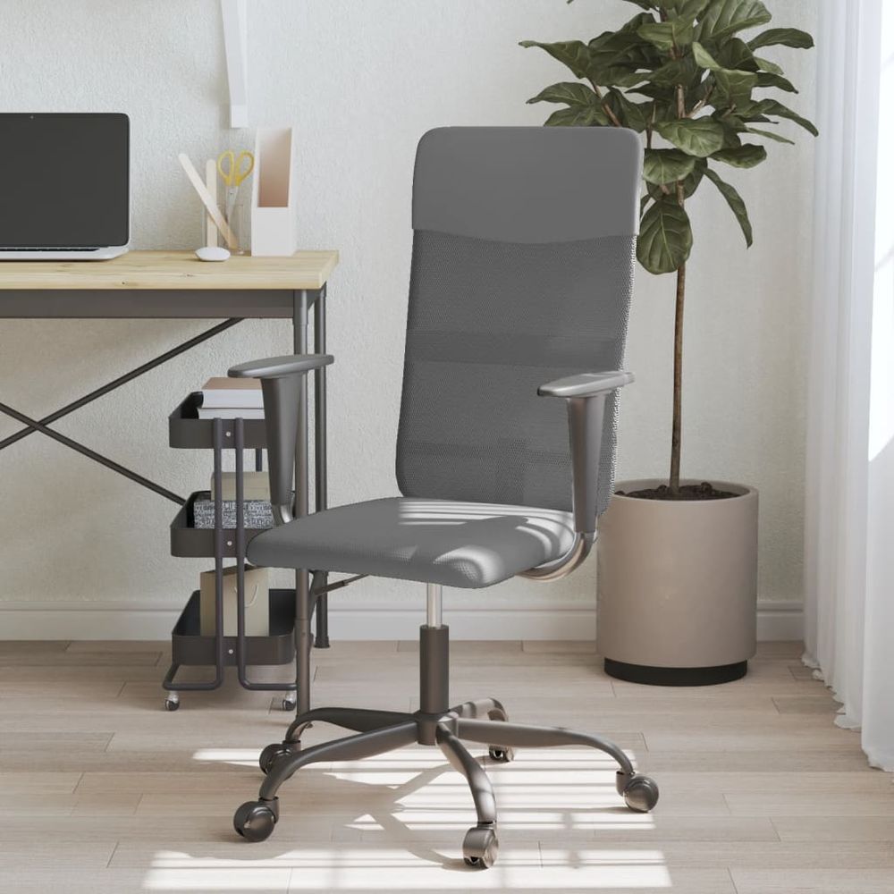 vidaXL Office Chair Height Adjustable Black Mesh Fabric and Faux Leather - Office Chair from vidaXL