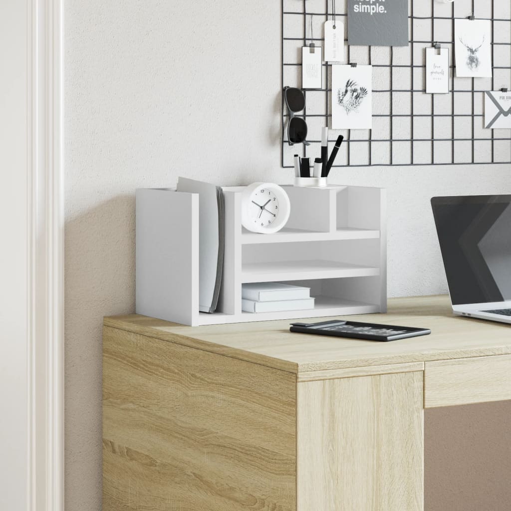 vidaXL Desk Organiser White 44.5x24x25 cm Engineered wood - Office Storage from vidaXL