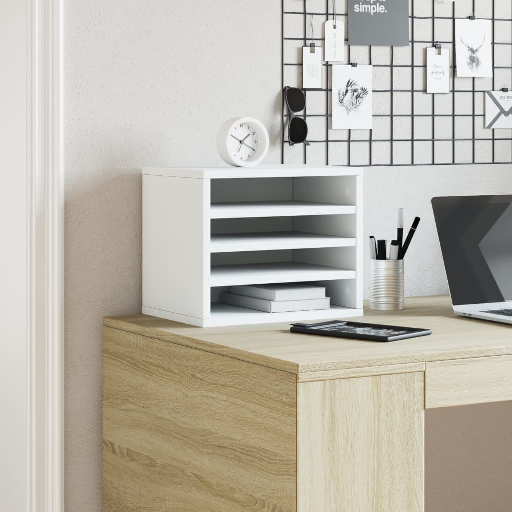 vidaXL Desk Organiser White 36x26x29.5 cm Engineered wood - Office Storage from vidaXL