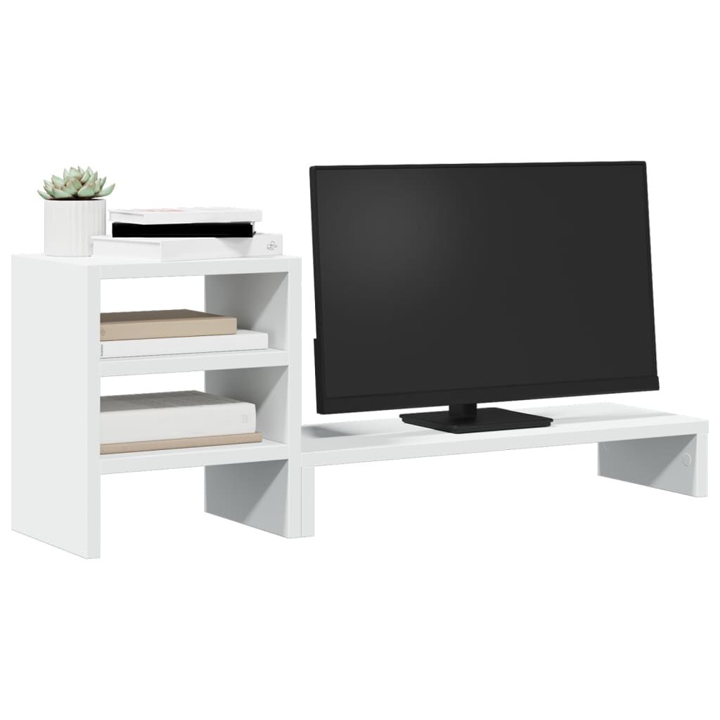 vidaXL Monitor Stand with Desk Organiser White Engineered Wood - Office Storage from vidaXL