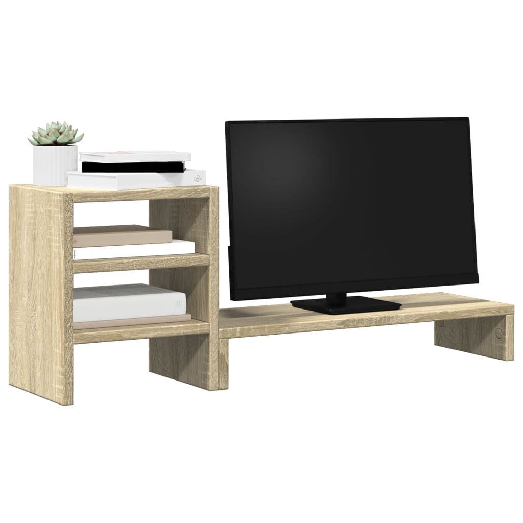 vidaXL Monitor Stand with Desk Organiser White Engineered Wood - Office Storage from vidaXL