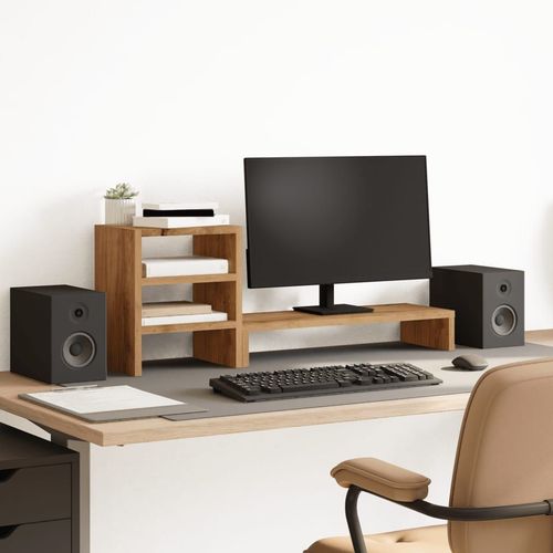 vidaXL Monitor Stand with Desk Organiser White Engineered Wood - Office Storage from vidaXL