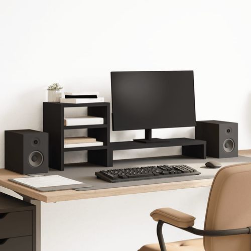 vidaXL Monitor Stand with Desk Organiser White Engineered Wood - Office Storage from vidaXL