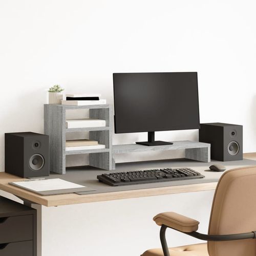vidaXL Monitor Stand with Desk Organiser White Engineered Wood - Office Storage from vidaXL