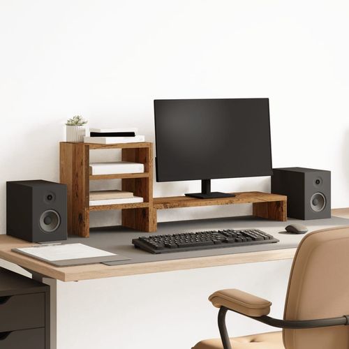 vidaXL Monitor Stand with Desk Organiser White Engineered Wood - Office Storage from vidaXL