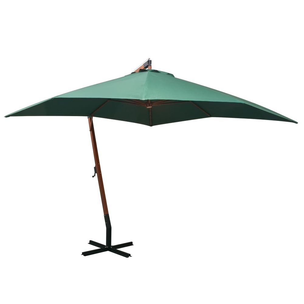 Hanging Parasol 300x300 cm Wooden Pole vidaXL Green - Parasol from vidaXL