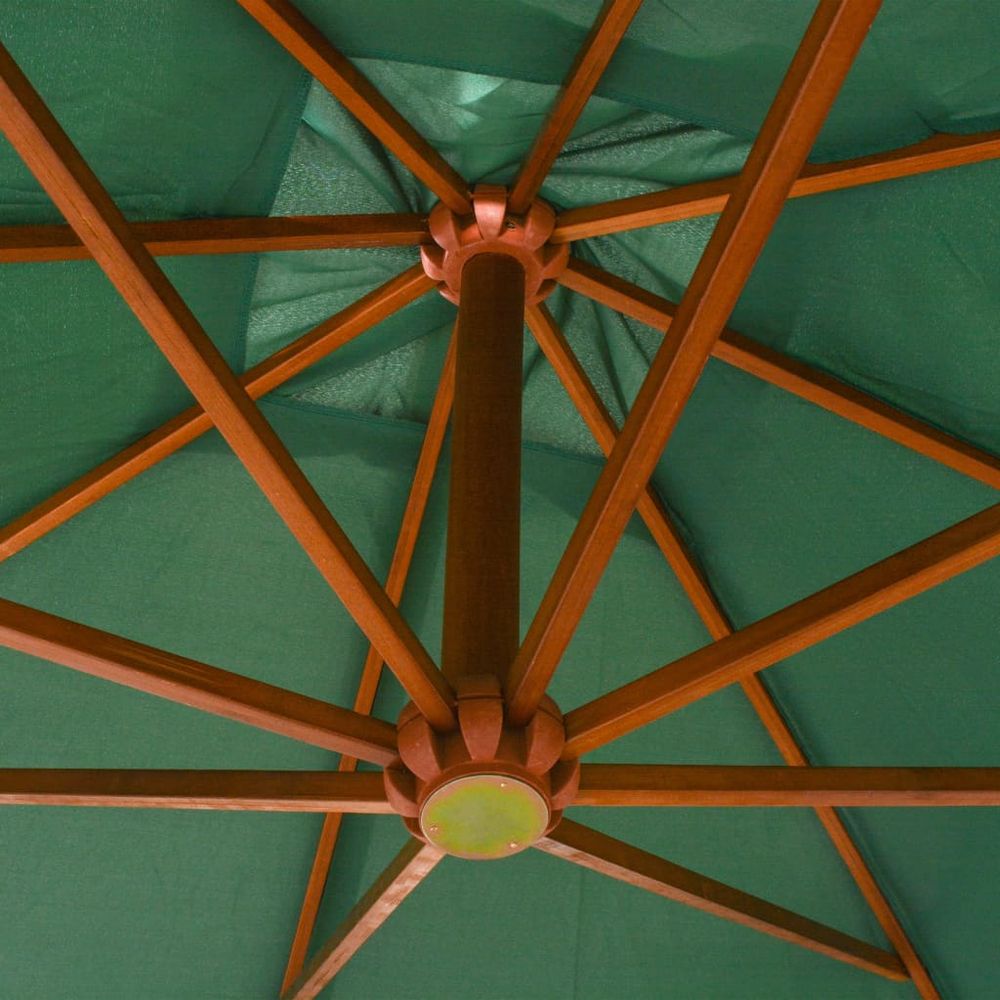 Hanging Parasol 300x300 cm Wooden Pole vidaXL Green - Parasol from vidaXL