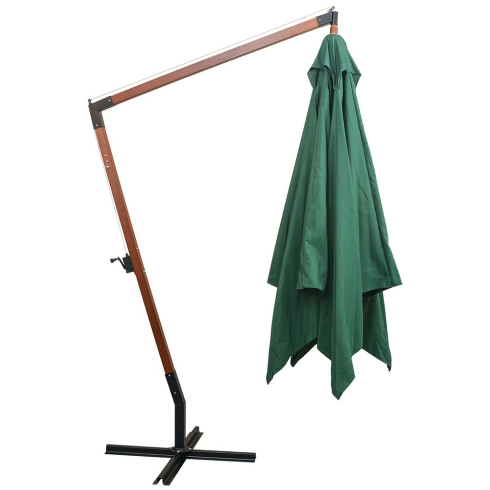 Hanging Parasol 300x300 cm Wooden Pole vidaXL Green - Parasol from vidaXL