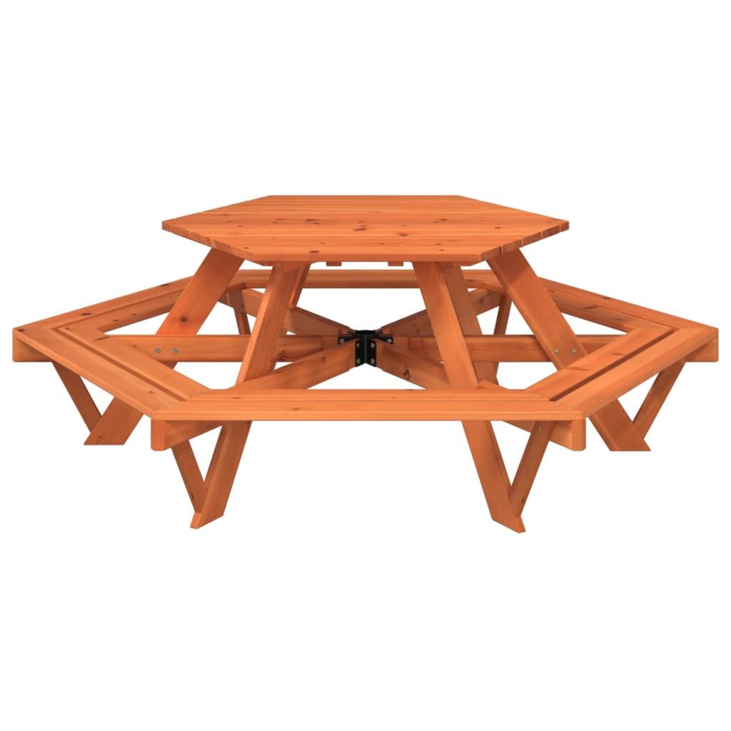 vidaXL Picnic Table for 6 Kids with Benches Hexagon Solid Wood Fir - Picnic Tables from vidaXL