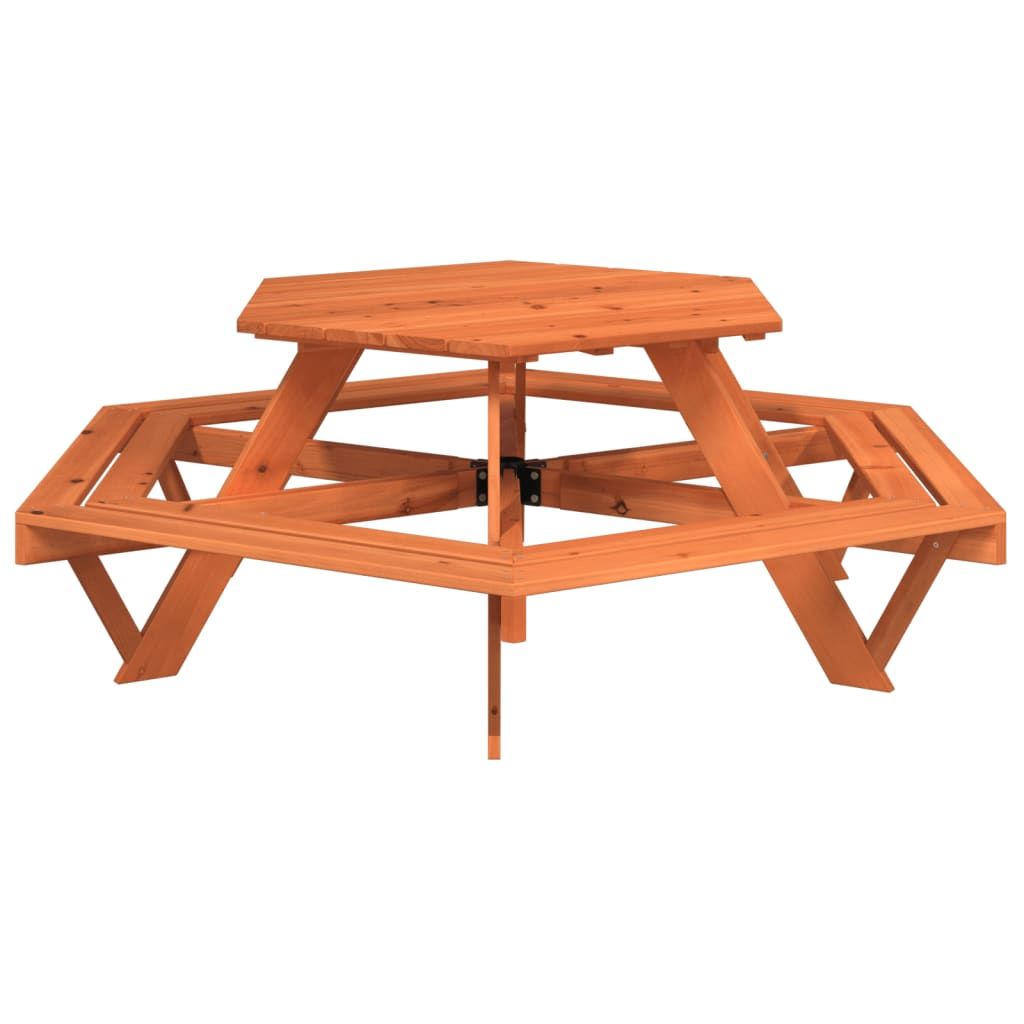 vidaXL Picnic Table for 6 Kids with Benches Hexagon Solid Wood Fir - Picnic Tables from vidaXL