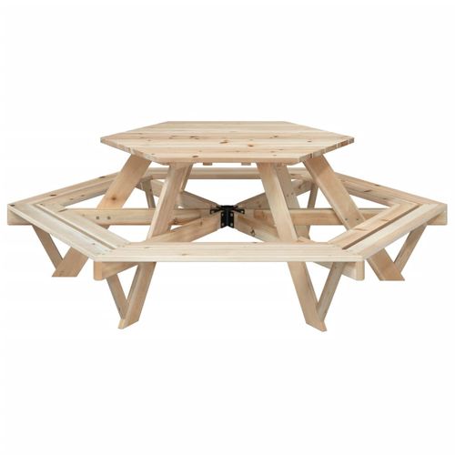 vidaXL Picnic Table for 6 Kids with Benches Hexagon Solid Wood Fir - Picnic Tables from vidaXL
