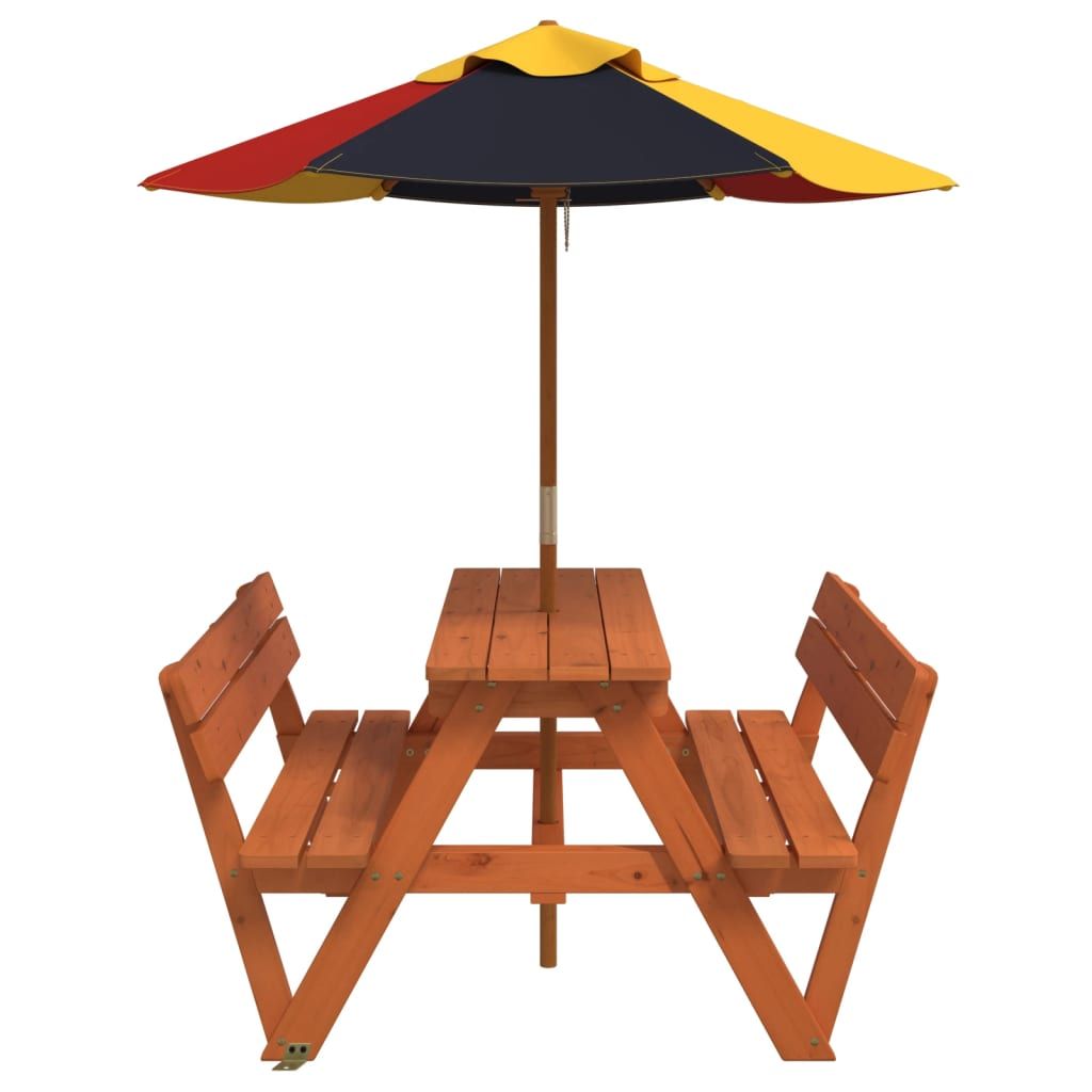 vidaXL Picnic Table for 4 Kids with Umbrella Hole Solid Wood Fir - Picnic Tables from vidaXL