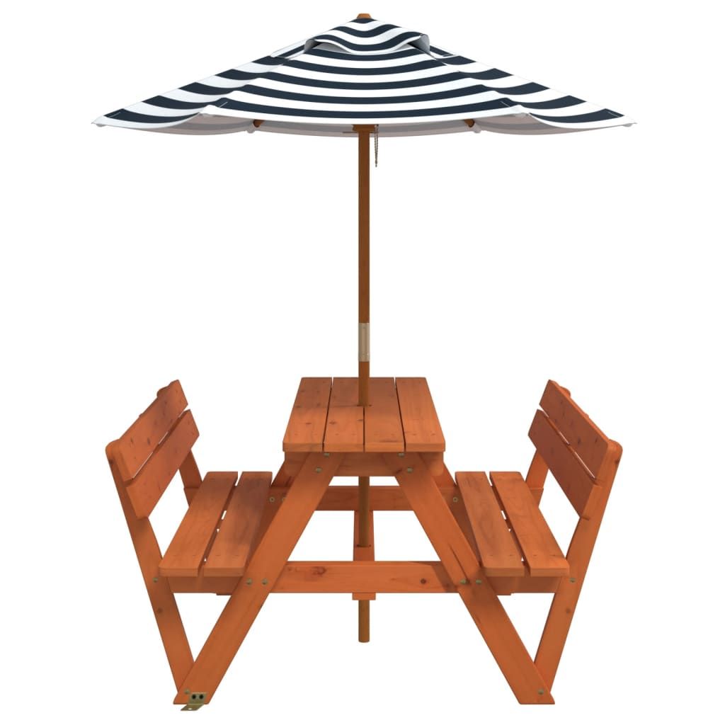 vidaXL Picnic Table for 4 Kids with Umbrella Hole Solid Wood Fir - Picnic Tables from vidaXL