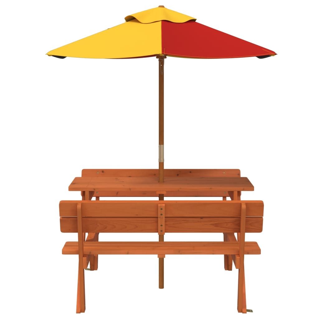 vidaXL Picnic Table for 4 Kids with Umbrella Hole Solid Wood Fir - Picnic Tables from vidaXL