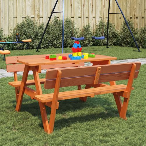 vidaXL Picnic Table for 4 Kids with Umbrella Hole Solid Wood Fir - Picnic Tables from vidaXL