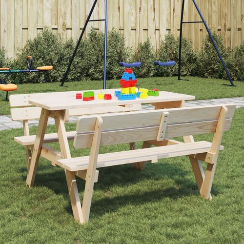 vidaXL Picnic Table for 4 Kids with Umbrella Hole Solid Wood Fir - Picnic Tables from vidaXL