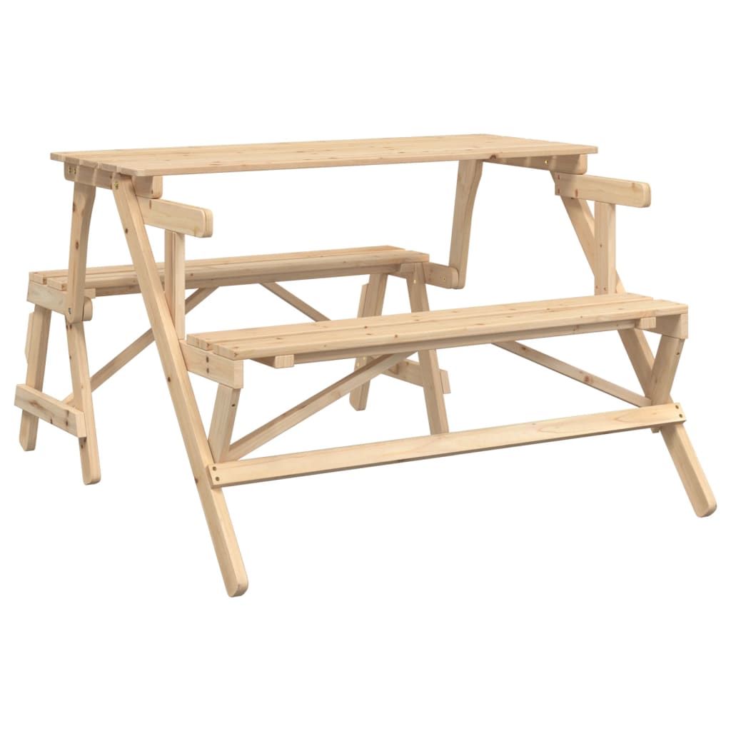 vidaXL Picnic Table with Benches Solid Wood Fir 2-in-1 Convertible - Picnic Tables from vidaXL