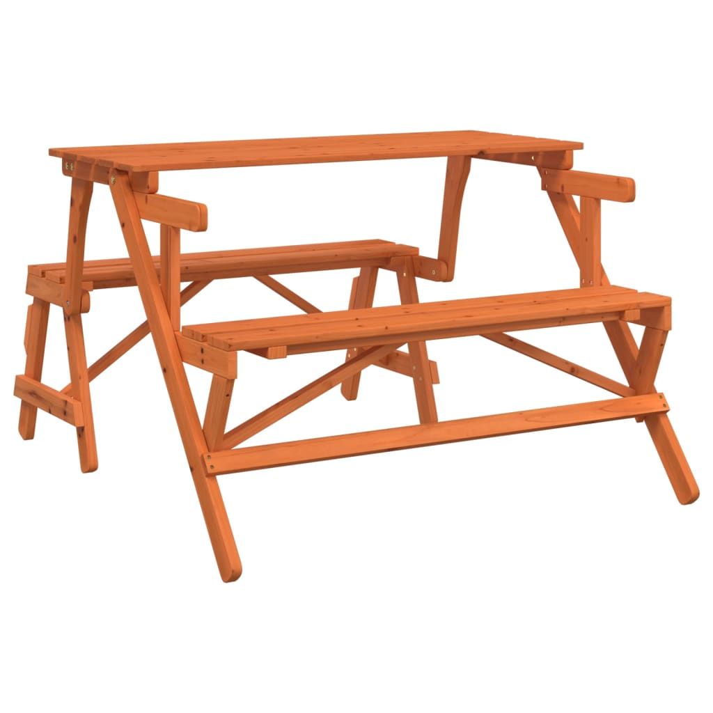 vidaXL Picnic Table with Benches Solid Wood Fir 2-in-1 Convertible - Picnic Tables from vidaXL
