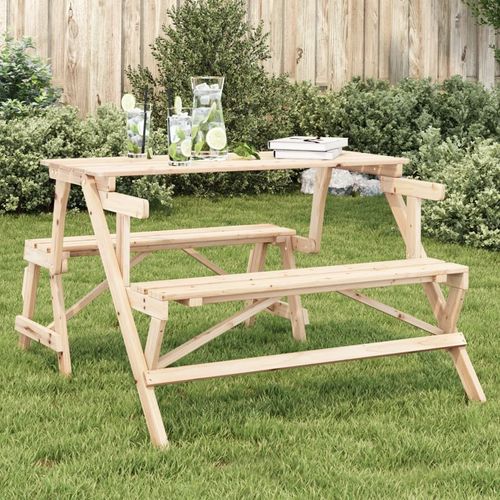 vidaXL Picnic Table with Benches Solid Wood Fir 2-in-1 Convertible - Picnic Tables from vidaXL
